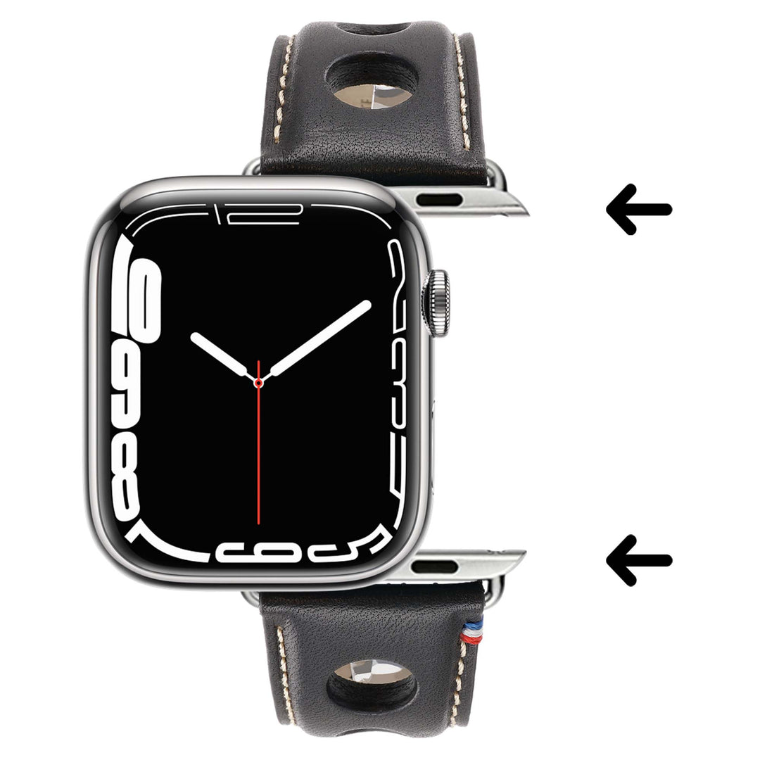 Rallye - Bracelet Apple Watch cuir vachette boucle déployante Noir 42 mm