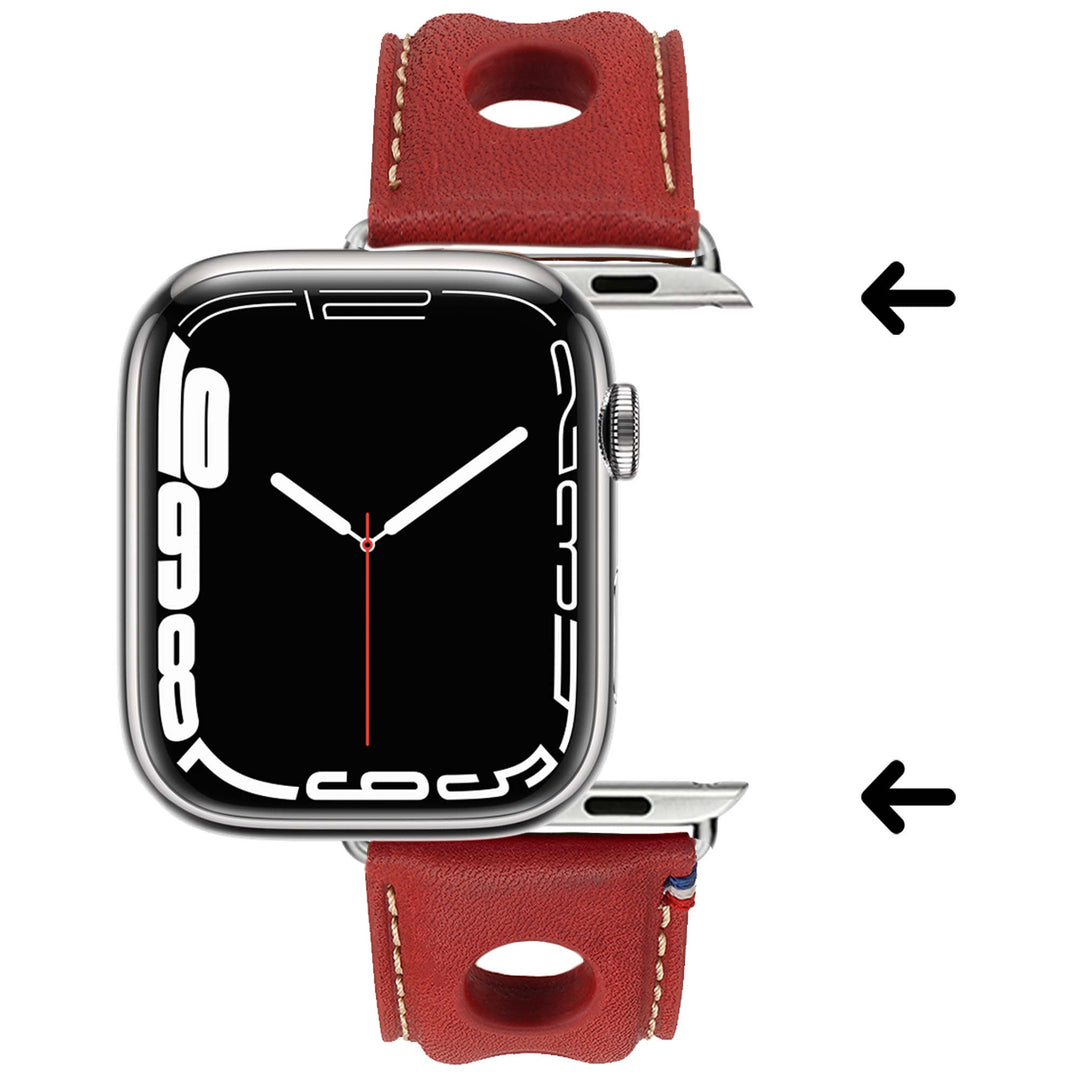 Rallye - Bracelet Apple Watch cuir vachette boucle déployante Rouge 42 mm