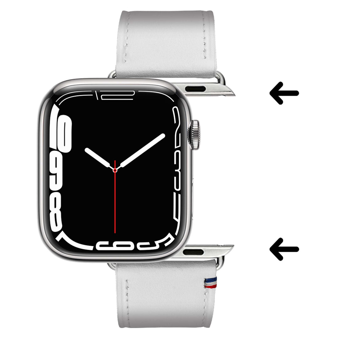 Simple tour - Cuir de vachette graissé Apple Watch Blanc 46 / 49 mm