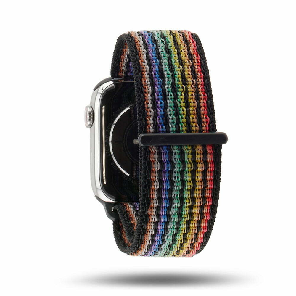 Boucle sport Pride nylon tissé 2022 - Apple Watch - Noir 42 mm