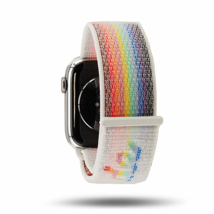 Boucle sport Pride nylon tissé 2022 - Apple Watch - Blanc 42 mm