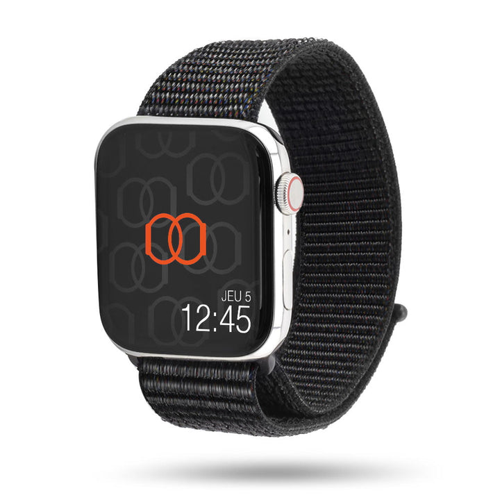 Boucle sport nylon tissé - Collection Printemps 2019 - Apple Watch - Noir 42 mm