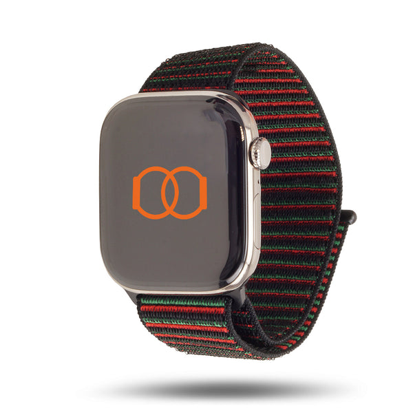 Boucle sport Apple Watch nylon tissé Black Unity 2025 Unity