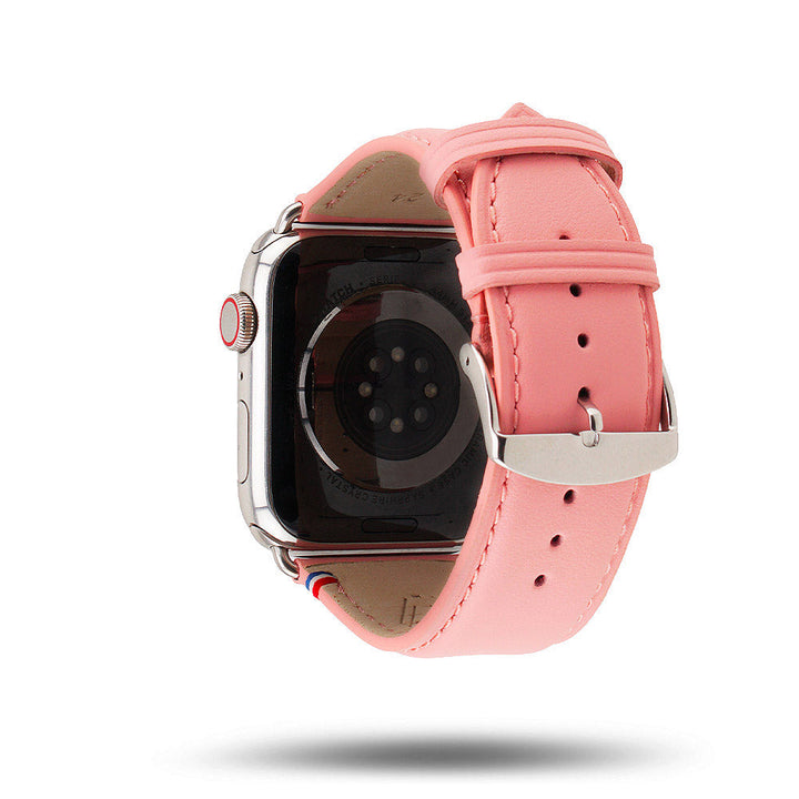 Aquarelle - Bracelet Apple Watch cuir petite taille Rose poudré 46 / 49 mm