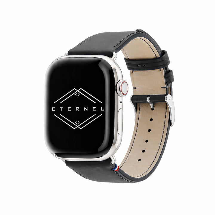 Aquarelle - Bracelet Apple Watch cuir petite taille Noir 44mm 45mm 46mm 49mm