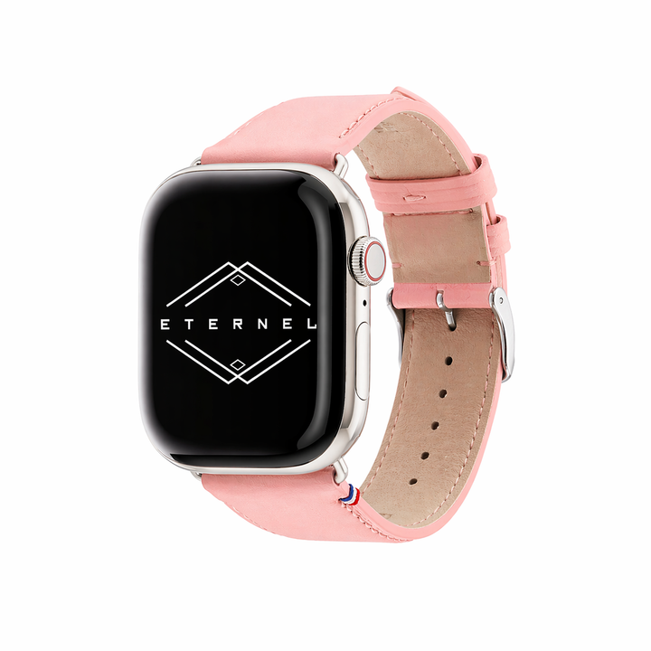 Aquarelle - Bracelet Apple Watch cuir petite taille Rose poudré 44mm 45mm 46mm 49mm
