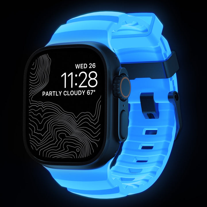Nomad - Rocky Point Band - Icy Blue Glow 46 / 49 mm Adaptateurs Apple Watch Black