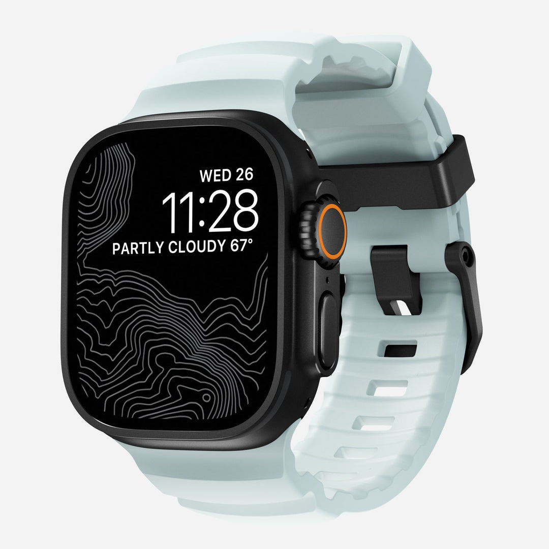 Nomad - Rocky Point Band - Icy Blue Glow 46 / 49 mm Adaptateurs Apple Watch Black