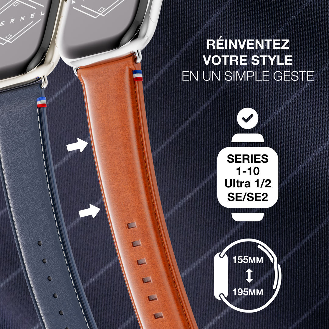 Richelieu - Bracelet Apple Watch cognac 46 / 49 mm