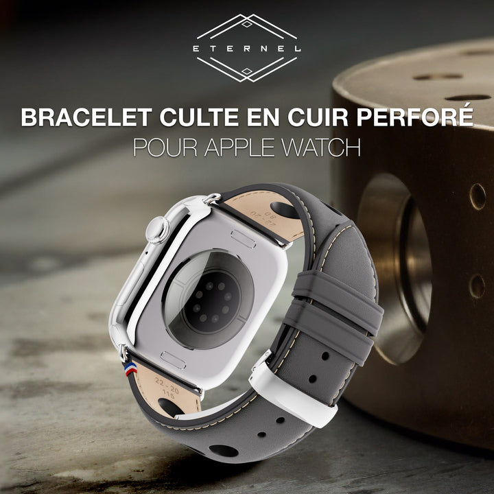 Rallye - Bracelet Apple Watch cuir vachette boucle déployante Noir 42 mm