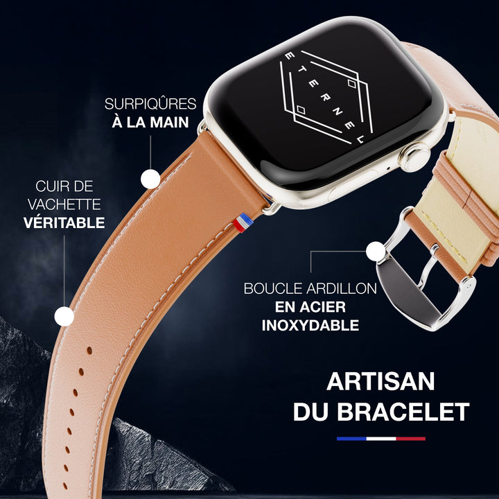 Simple tour - Cuir de vachette graissé Apple Watch Gold 42 mm