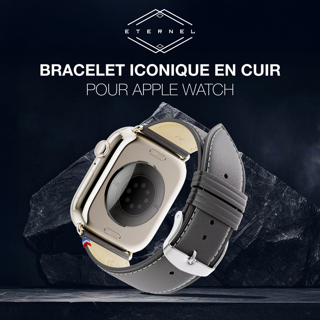 Simple tour - Cuir de vachette graissé Apple Watch Noir 42 mm