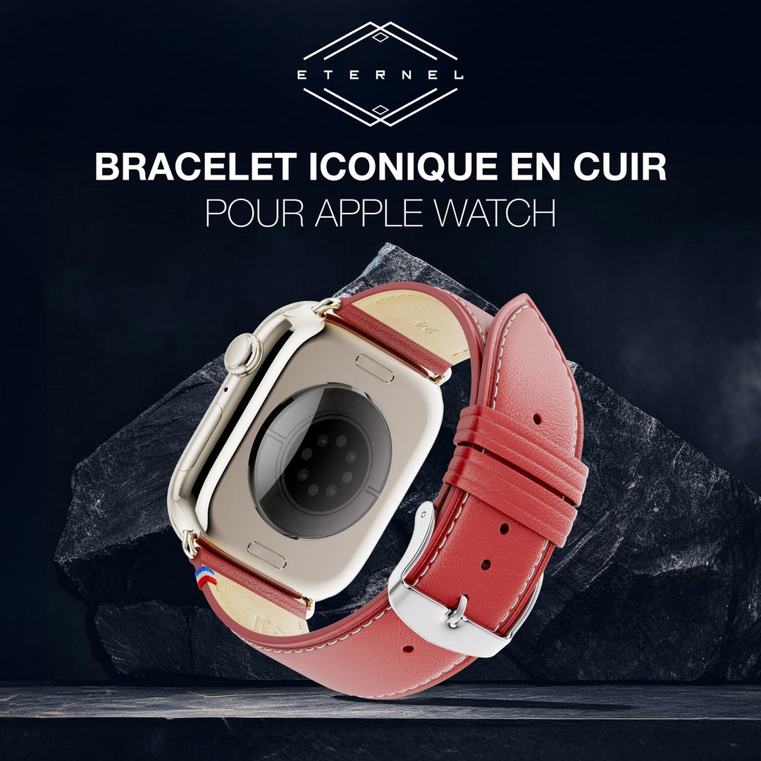 Simple tour - Cuir de vachette graissé Apple Watch Rouge 42 mm