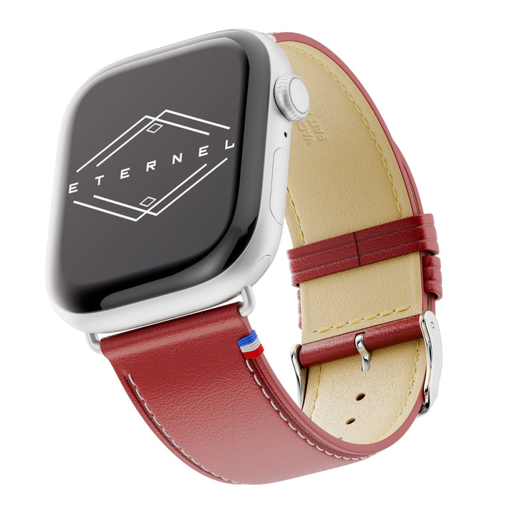 Simple tour - Cuir de vachette graissé Apple Watch Rouge 42 mm