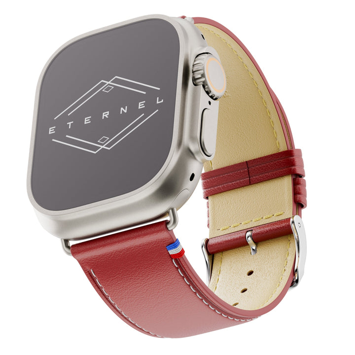 Simple tour - Cuir de vachette graissé Apple Watch Rouge 46 / 49 mm