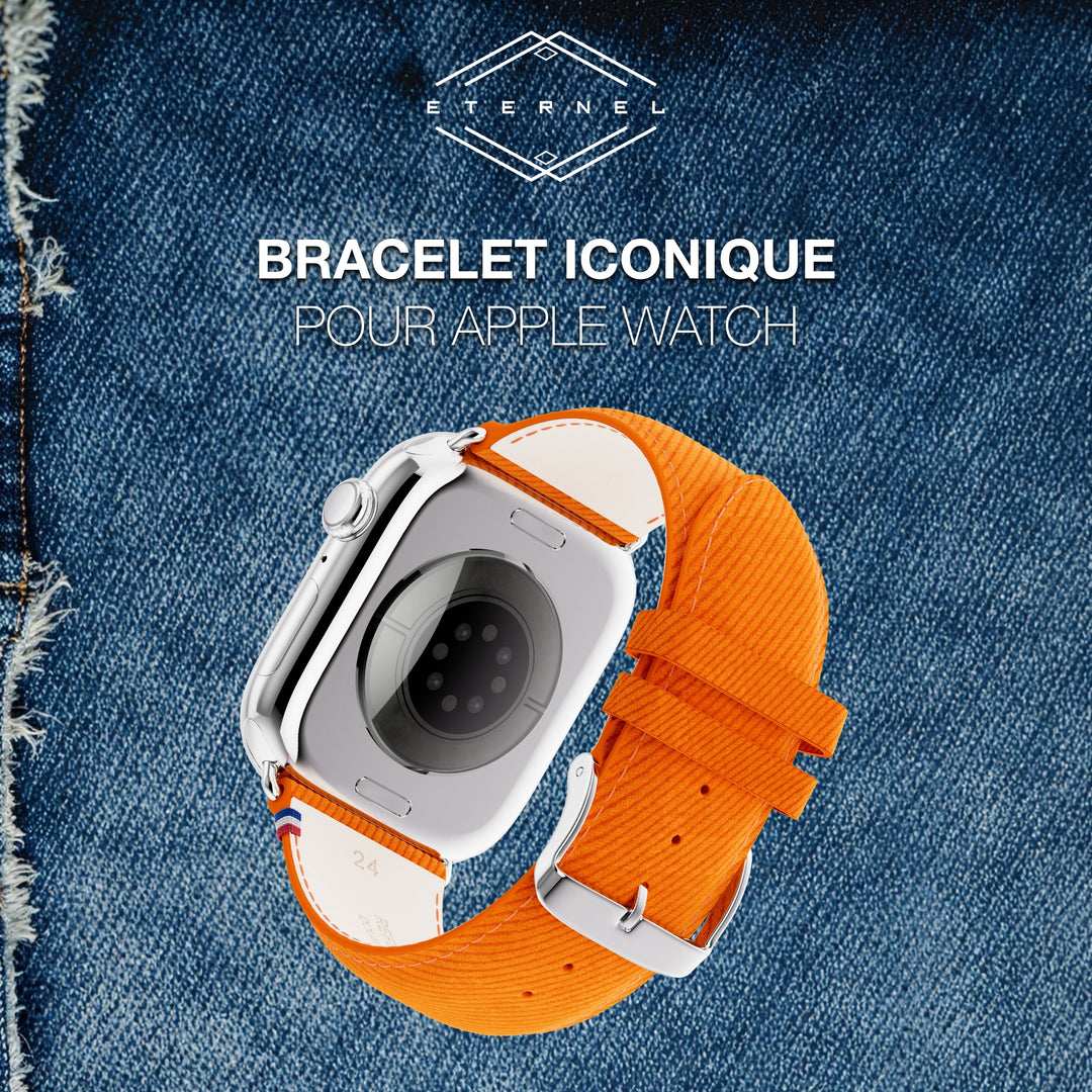 Denim - Bracelet Apple Watch cuir effet jean - Safran 46 / 49 mm