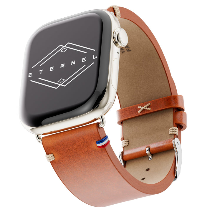Vintage - Bracelet Apple Watch cuir pleine fleur Logan miel 46 / 49 mm