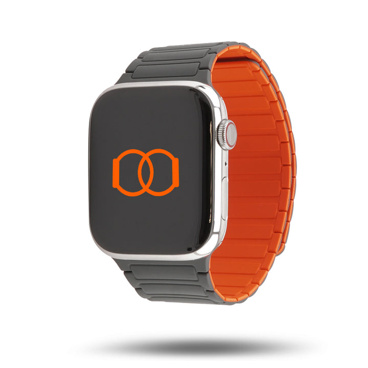 Bracelet silicone magnétique - Apple Watch - Gris/Orange 46 / 49 mm