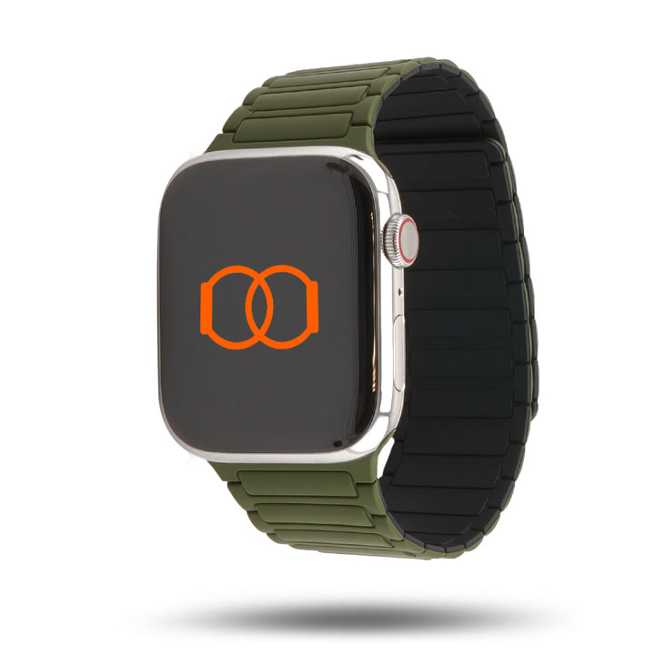 Bracelet silicone magnétique - Apple Watch - Kaki/Noir 42 mm