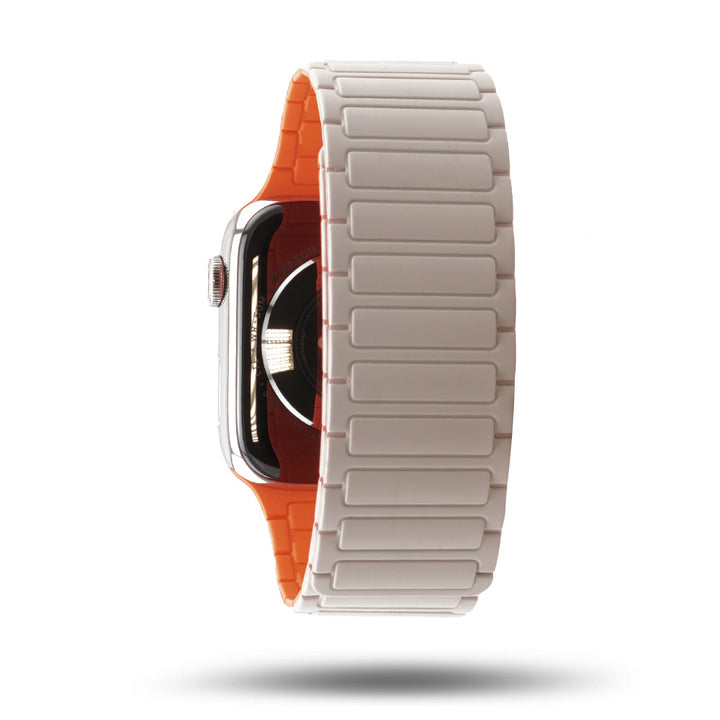 Bracelet silicone magnétique - Apple Watch - Lumière stellaire/Orange 46 / 49 mm