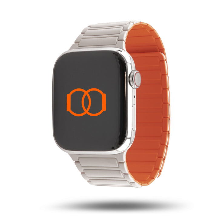 Bracelet silicone magnétique - Apple Watch - Lumière stellaire/Orange 46 / 49 mm