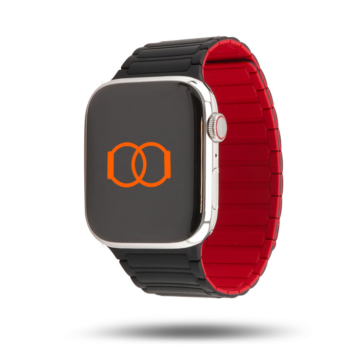 Bracelet silicone magnétique - Apple Watch - Noir/Rouge 42 mm