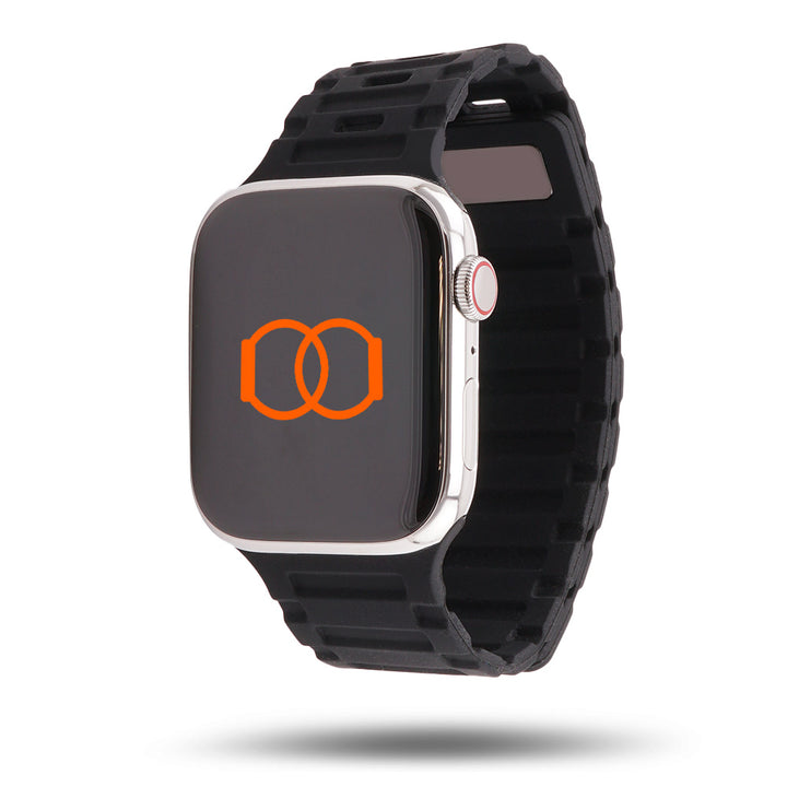 Bracelet Apple Watch silicone magnétique avec fermoir - Noir 42 mm