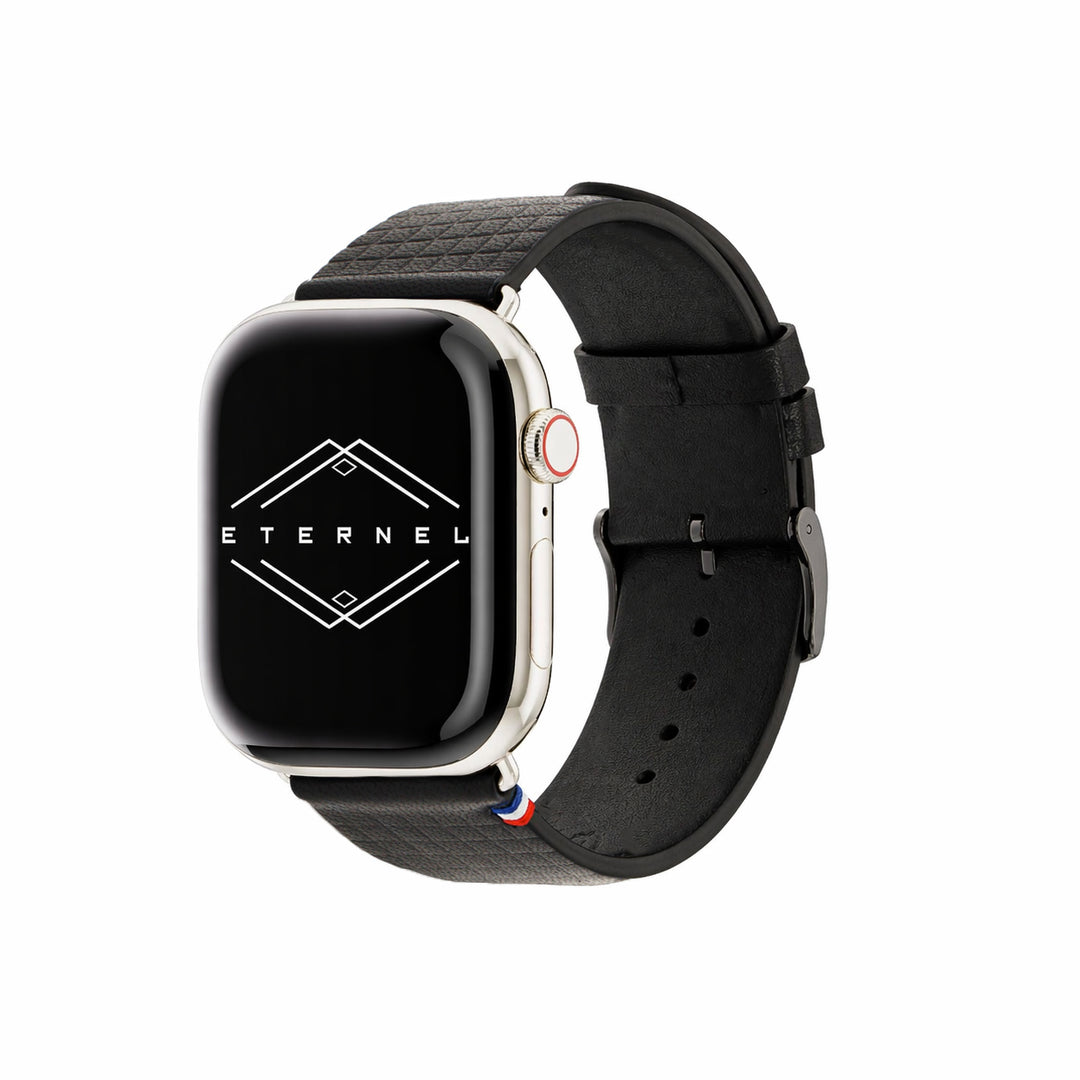 Carbone - Bracelet Apple Watch cuir motif damier 38mm 40mm 41mm 42mm