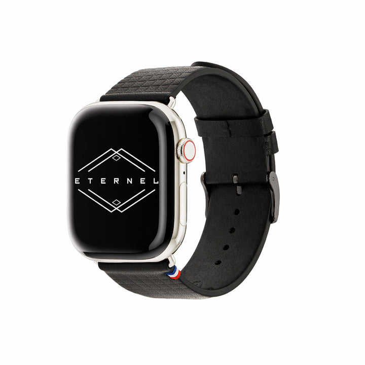 Carbone - Bracelet Apple Watch cuir motif damier 38mm 40mm 41mm 42mm