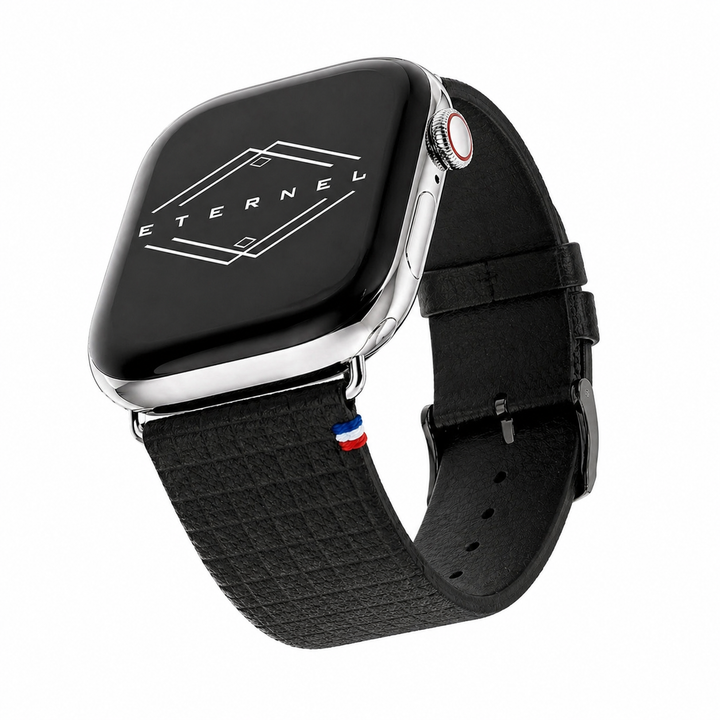 Carbone - Bracelet Apple Watch cuir motif damier 38mm 40mm 41mm 42mm
