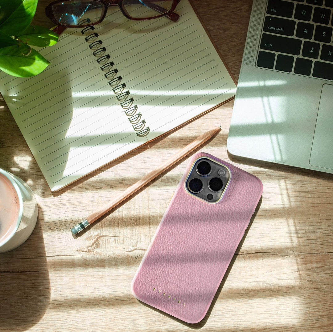 Coque Elise cuir grainé - iPhone 16 Pro - Rose
