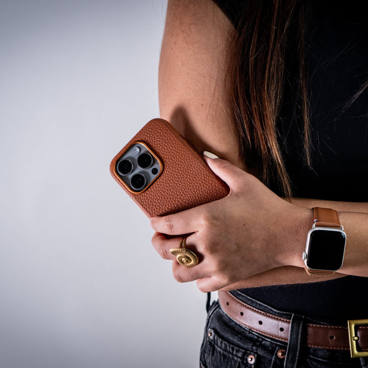 Coque Elise cuir grainé - iPhone 16 Pro - Gold