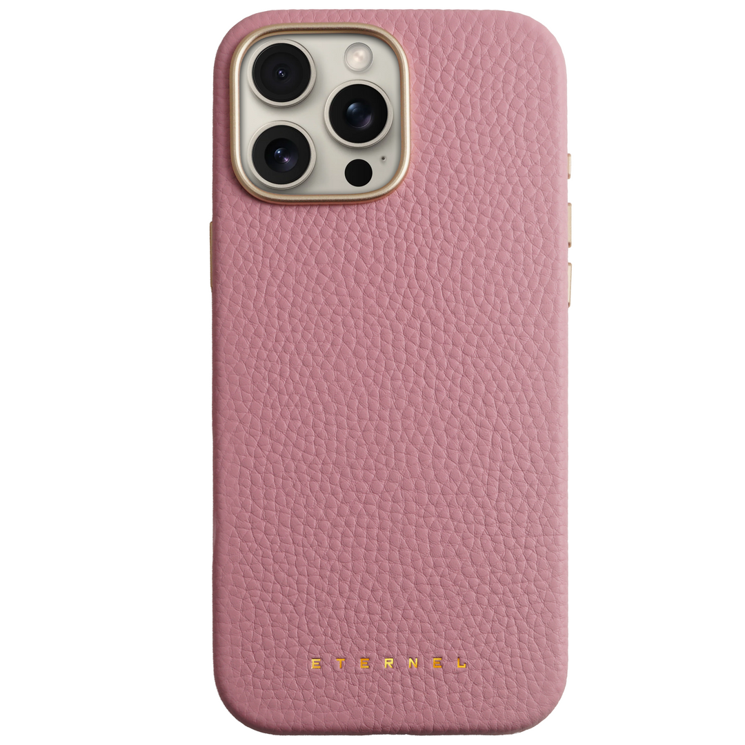 Coque Elise cuir grainé - iPhone 15 Pro - Rose