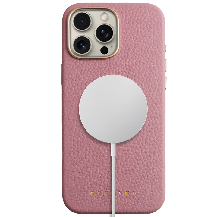 Coque Elise cuir grainé - iPhone 15 Pro - Rose