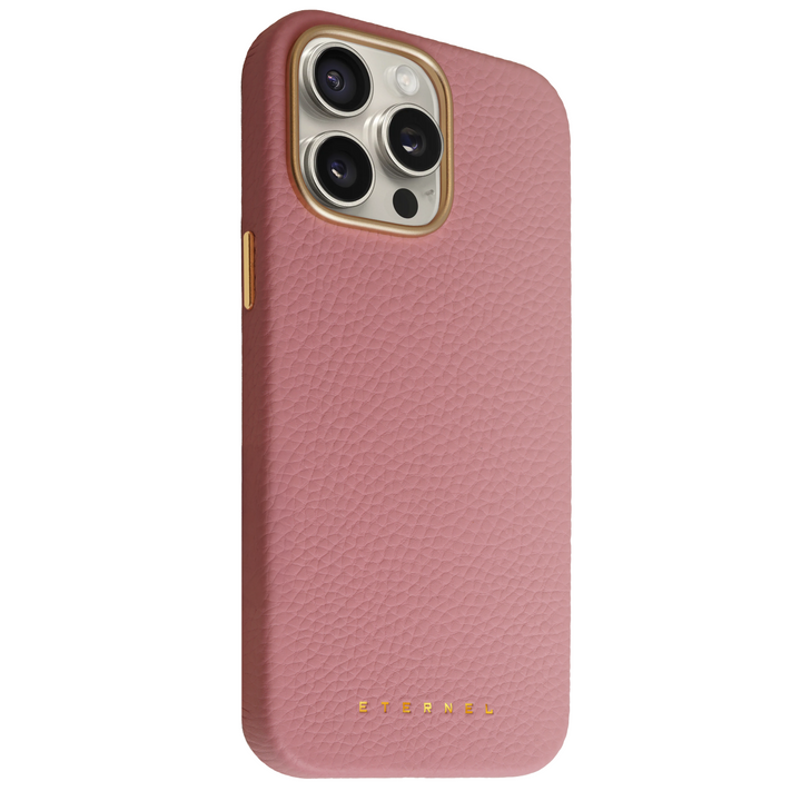 Coque Elise cuir grainé - iPhone 15 Pro - Rose
