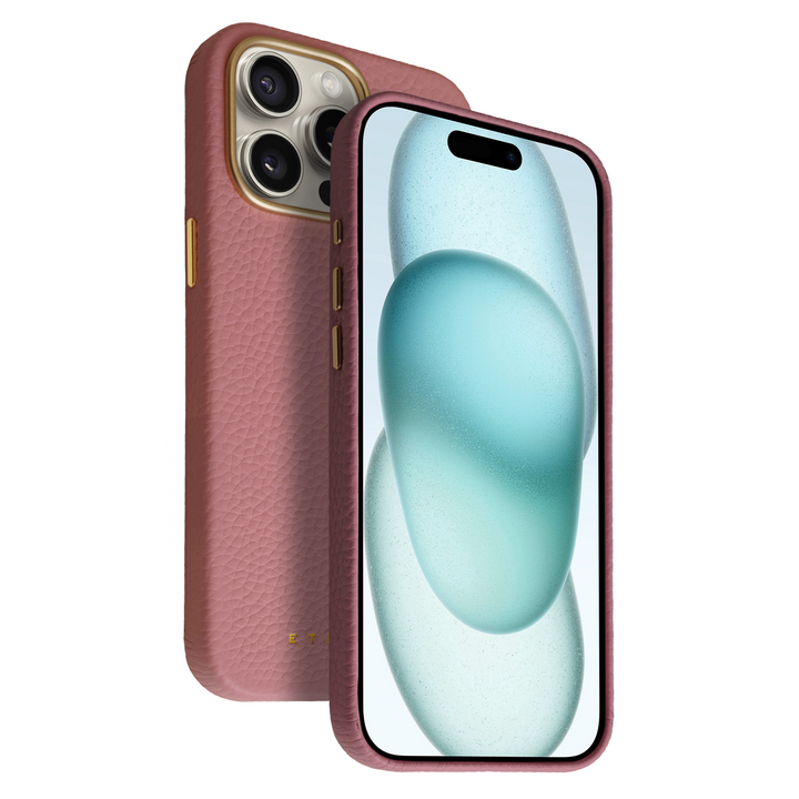 Coque Elise cuir grainé - iPhone 15 Pro - Rose