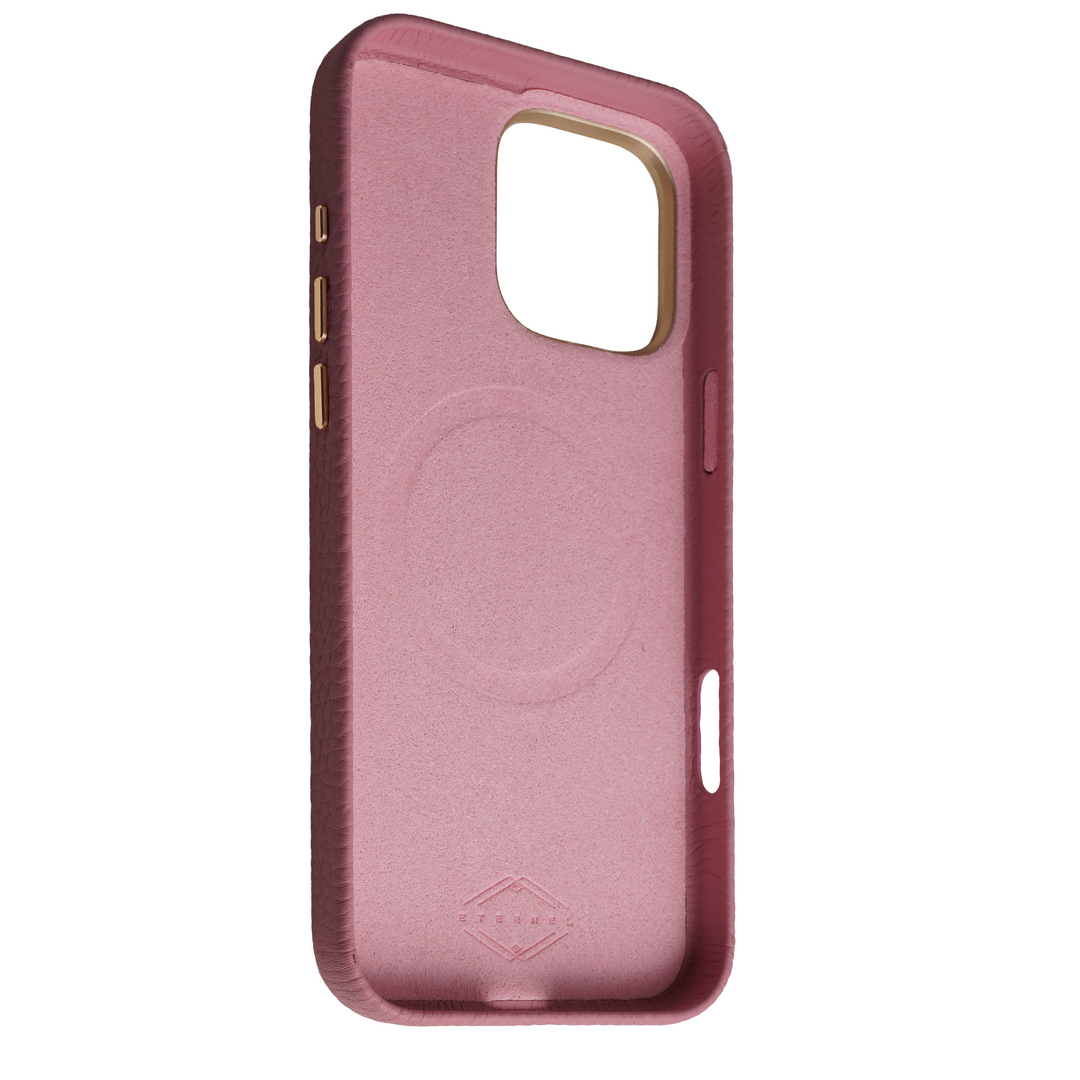 Coque Elise cuir grainé - iPhone 16 Pro - Rose