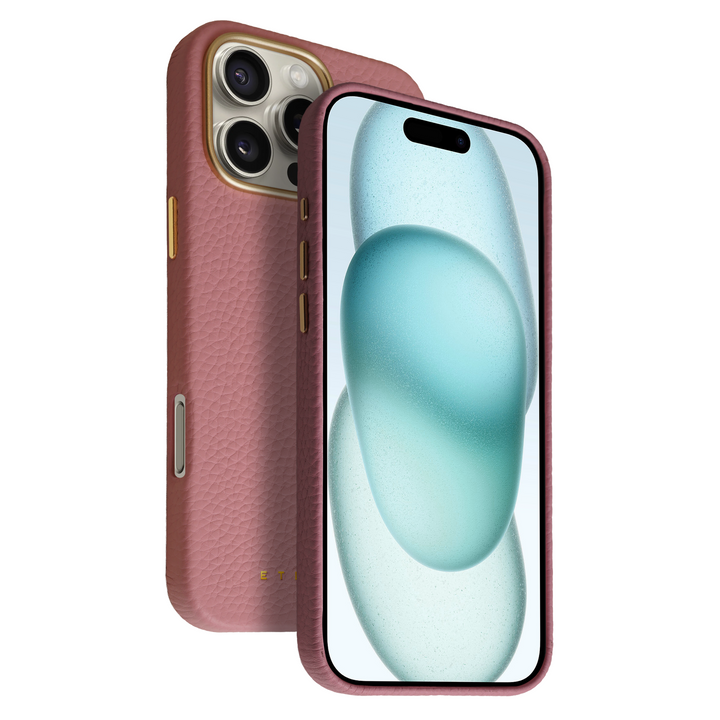 Coque Elise cuir grainé - iPhone 16 Pro - Rose