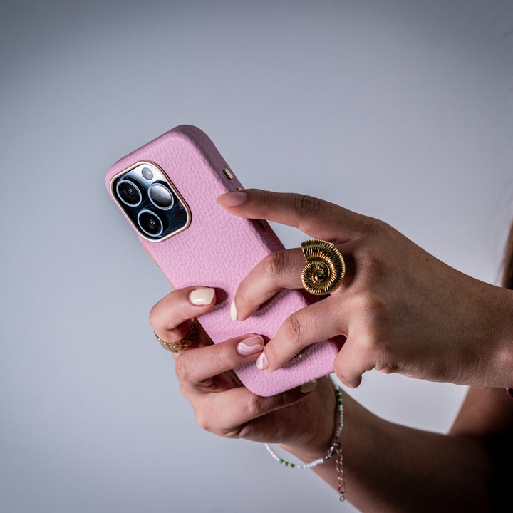 Coque Elise cuir grainé - iPhone 15 Pro Max - Rose
