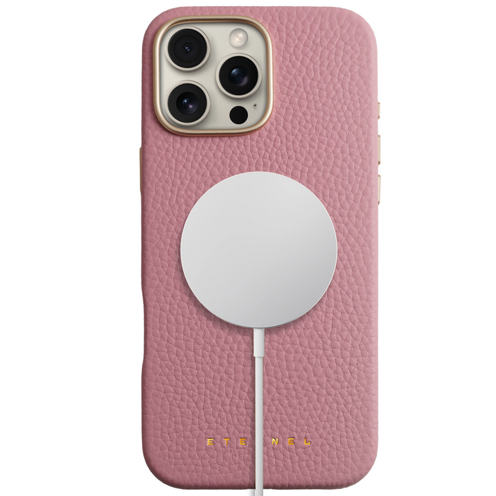Coque Elise cuir grainé - iPhone 16 Pro - Rose
