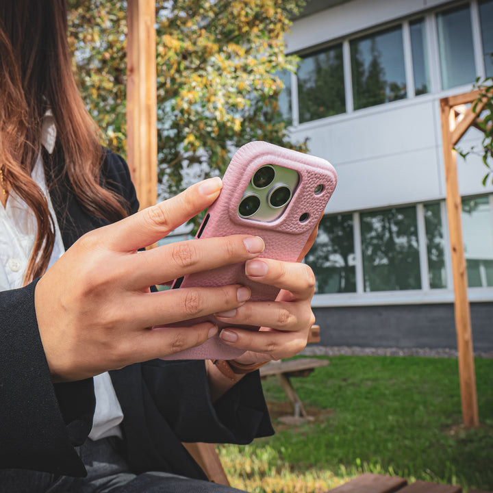 Coque Elise cuir grainé - iPhone 17 Pro Max - Rose