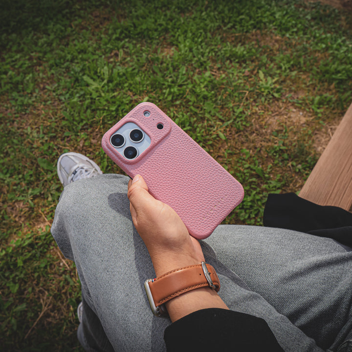 Coque Elise cuir grainé - iPhone 17 Pro Max - Rose