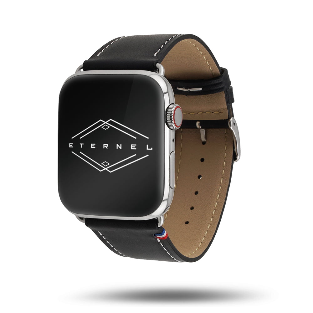 Simple tour - Cuir de vachette graissé Apple Watch Noir 42 mm