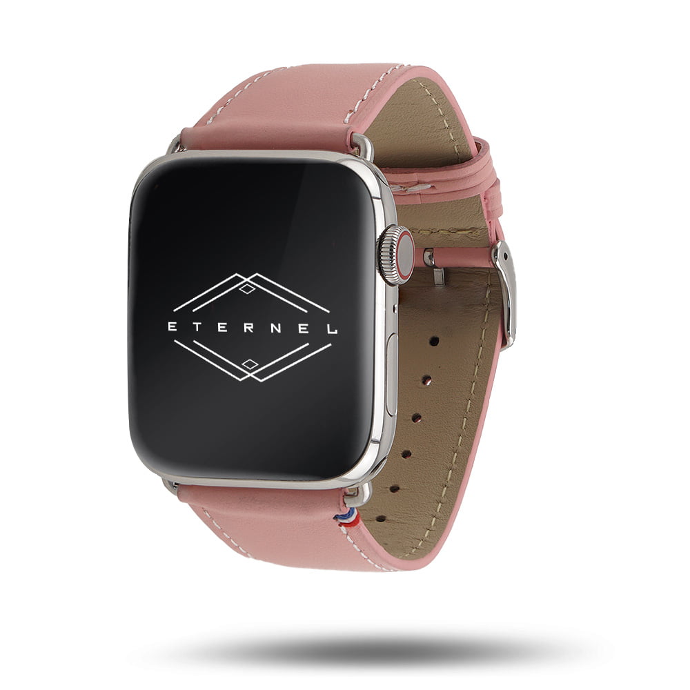 Simple tour - Cuir de vachette graissé Apple Watch Rose poudré 42 mm