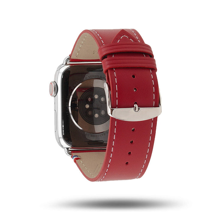 Simple tour - Cuir de vachette graissé Apple Watch Rouge 46 / 49 mm