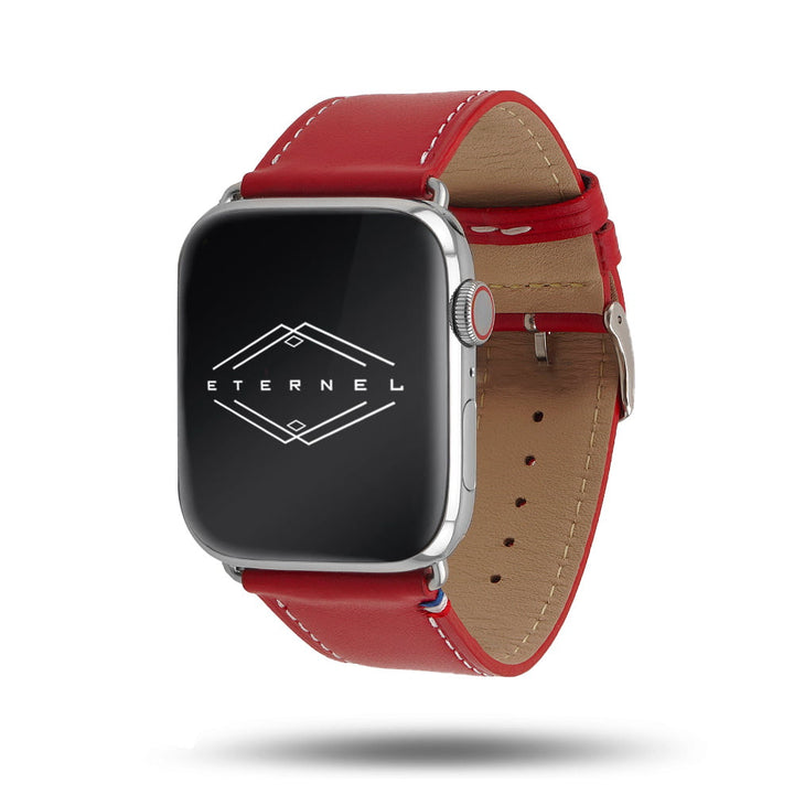 Simple tour - Cuir de vachette graissé Apple Watch Rouge 46 / 49 mm