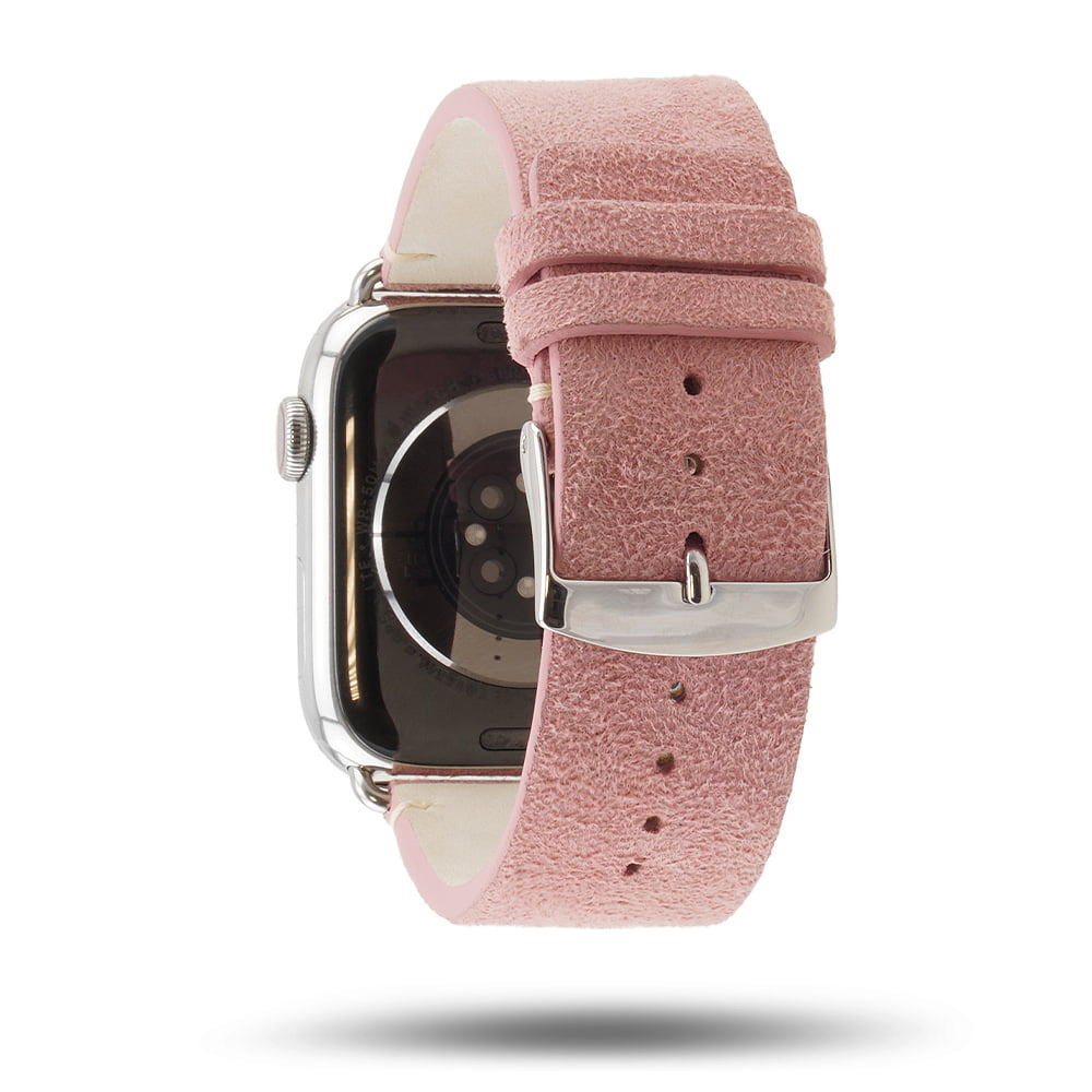 Maverick - Bracelet Apple Watch cuir de chèvre velours Rose 42 mm