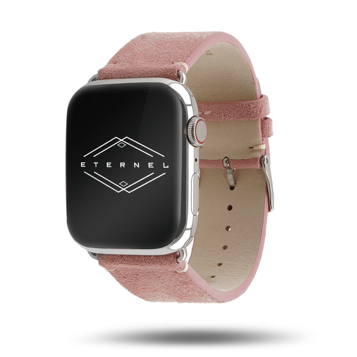 Maverick - Bracelet Apple Watch cuir de chèvre velours Rose 42 mm