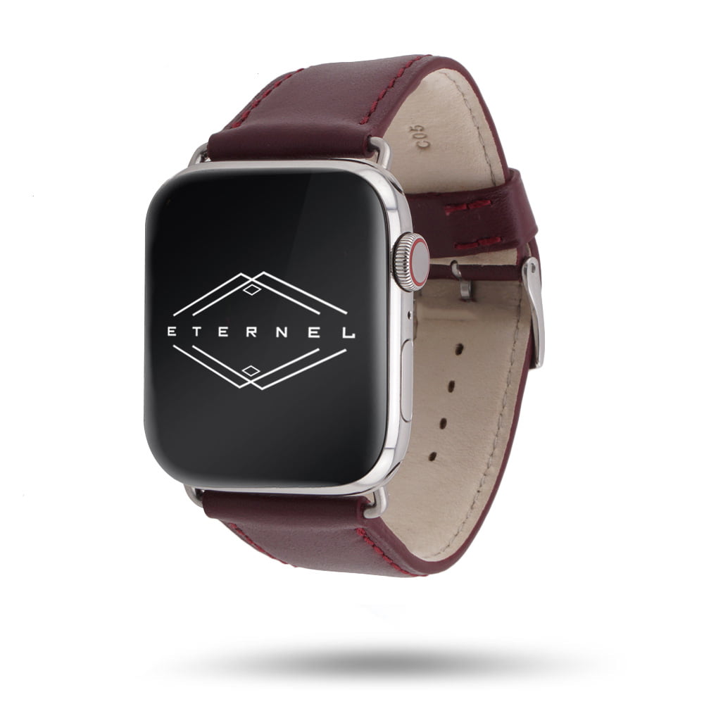 Holi Apple Watch - Bracelet cuir de vachette Bordeaux 46 / 49 mm