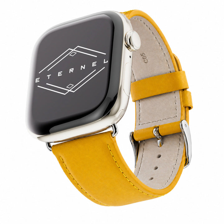 Holi Apple Watch - Bracelet cuir de vachette Jaune 44mm 45mm 46mm 49mm